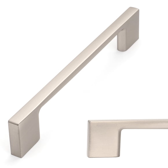 KOOFIZO 10 Pack Wide Foot Cabinet Bar Pull - Brushed Nickel Modern Solid Handle, 5 Inch/128mm Screw Spacing