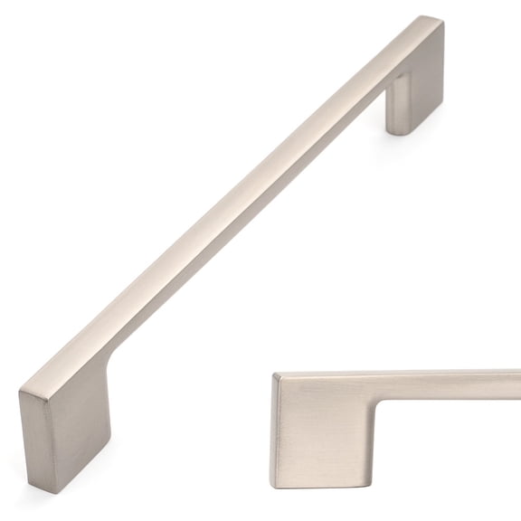 KOOFIZO 10 Pack Wide Foot Cabinet Bar Pull - Brushed Nickel Modern Solid Handle, 6.3 Inch/160mm Screw Spacing