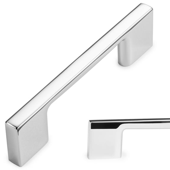 KOOFIZO 10 Pack Wide Foot Cabinet Bar Pull - Chrome Modern Solid Handle, 3 Inch/76mm Screw Spacing