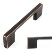 KOOFIZO 10 Pack Wide Foot Cabinet Bar Pull - Oil Rubbed Bronze Modern Solid Handle, 3 Inch/76mm Screw Spacing
