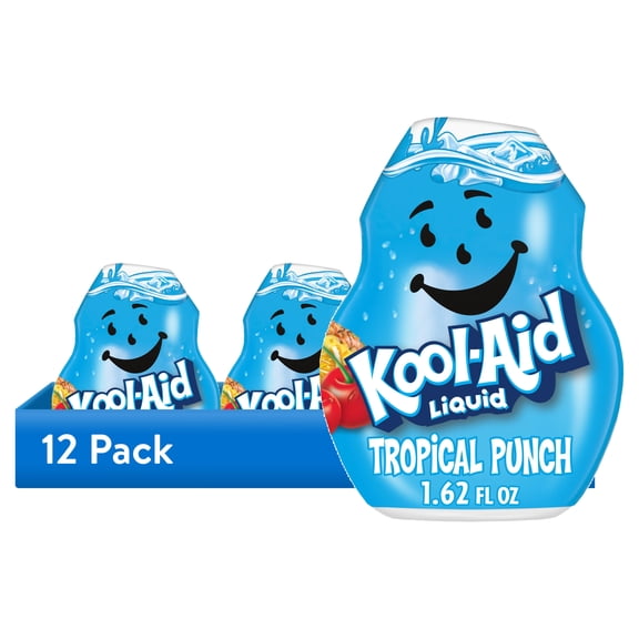 (12 pack) Kool-Aid Liquid Tropical Punch Naturally Flavored Soft Drink Mix, 1.62 fl oz Bottle