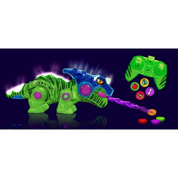 KOOL KREEPERS RC-REX - Color-Changing & Walking Dinosaur Toy With Magic Magnetic Tongue That Extends & Catches Food Pellets. Features Wagging Tail, Flashing Lights & Roar Sounds