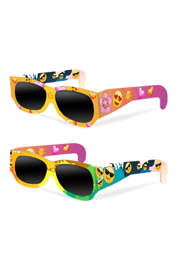 Sunglasses, Emoji 4 Pack UV400 Sunglasses for Kids Ages 6-12, Eco-Friendly and Reversible, Unisex Sports Style