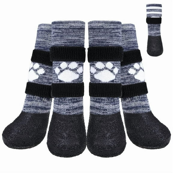 KOOLTAIL Anti Slip Dog Socks to Prevent Licking Paws for Hot/Clod Pavement,Waterproof Long Snow Dog Boots&Paw Protectors with Straps Traction Control for Hardwood Floor for Small Medium Large Dogs