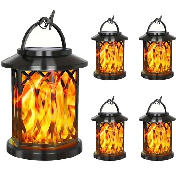 4 Pack Solar Lantern Outdoor Lights, Upgraded Flickering Flame Solar Lanterns Lights Outdoor Waterproof, Hanging Lantern Decorative Solar Powered Lanterns for Yard Patio Path Tree Garden Decor