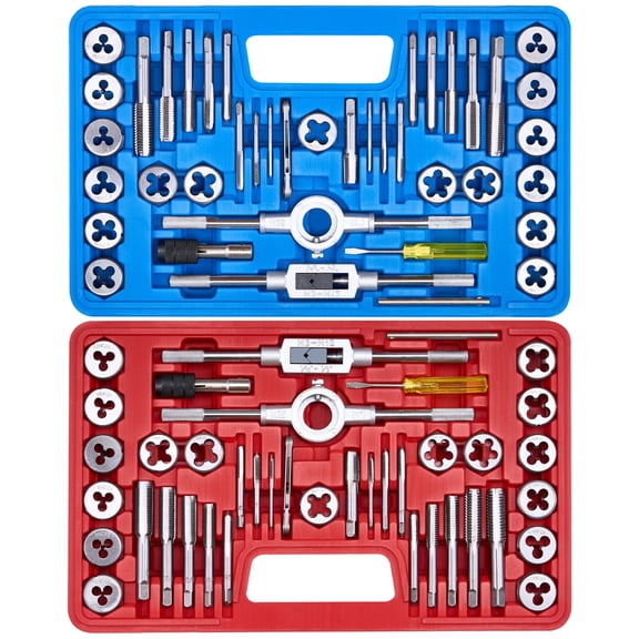 KOOPOOL 80-Piece Professional Tap and Die Set, SAE and Metric Threading Tool Kit for Internal & External Thread Repair (NC/NF/NPT Compatible)