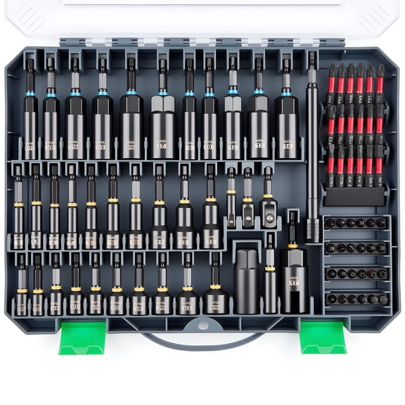 KOOPOOL Power Drill Socket and Nut Driver Set, SAE Metric Magnetic Drill Bit Kit with Universal Socket, Adapters, Bit Holder and Storage Case