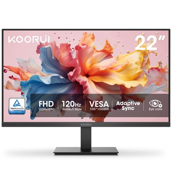 KOORUI 22" FHD 120 Hz Computer Monitor, 1080p PC Monitor with Adaptive-Sync, New