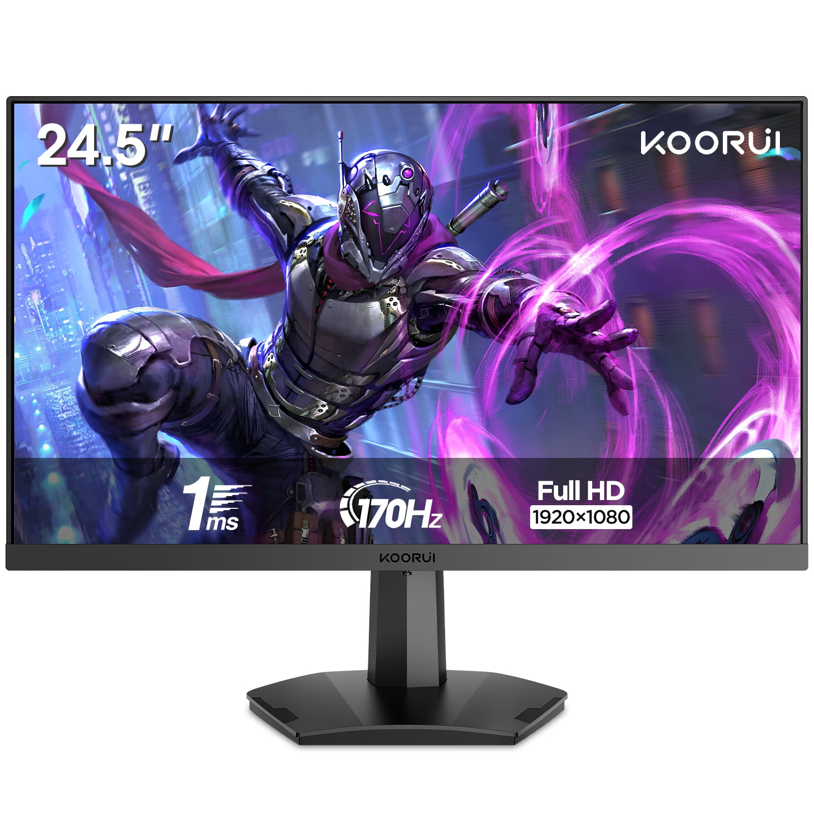 KOORUI 24.5” 170Hz Gaming Monitor, 1080p FHD VA Display, 1ms, FreeSync & G-Sync Compatible, 2X HDMI& DisplayPort, sRGB 99%, VESA, Tilt Adjustable, Black Sansujyuku sansujyuku.com