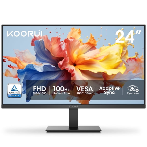 KOORUI 24'' FHD 1920×1080p Computer Monitor, 100Hz PC Monitor, HDMI&VGA VESA, E2412F