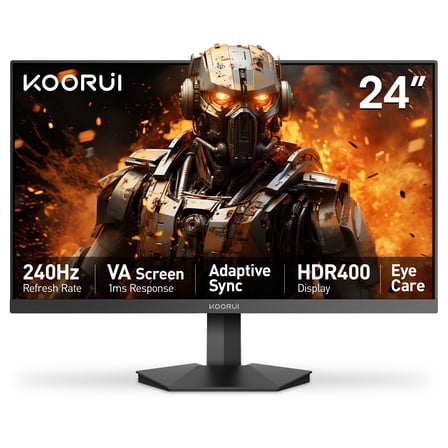 KOORUI 24" 1080p Gaming Monitor, 240Hz FHD Computer Monitor, 1ms Adaptive-Sync, VESA Mountable, New, G2411X