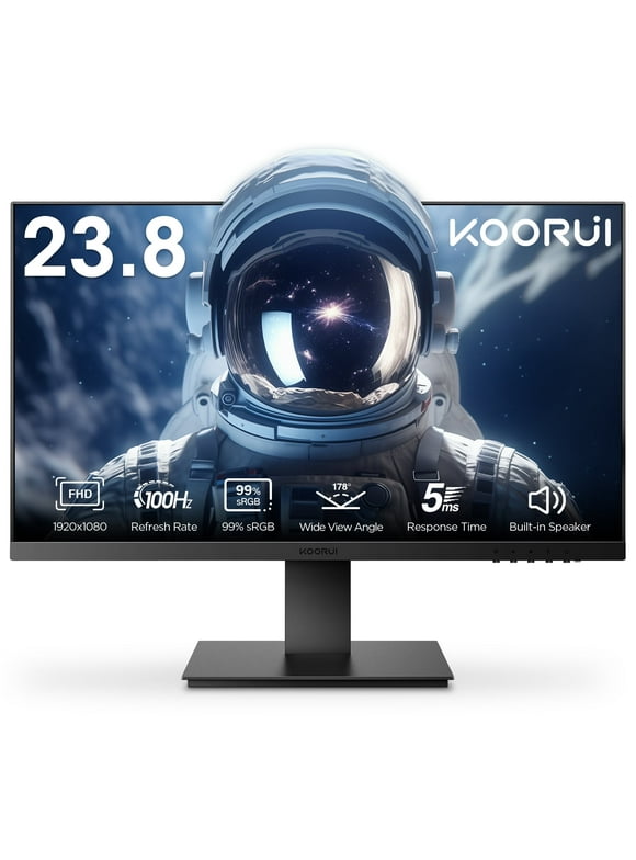 KOORUI 24'' Gaming Computer Monitor, Speakers, 1080p 100Hz, HDMI&VGA VESA P02