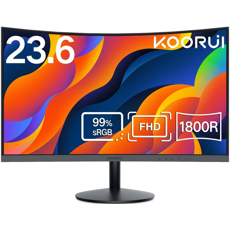 KOORUI 24-Inch Curved Computer Monitor- Full HD 1080P 60Hz Gaming Monitor  1800R LED Monitor HDMI VGA, Tilt Adjustment, Eye Care, Black 24N5C