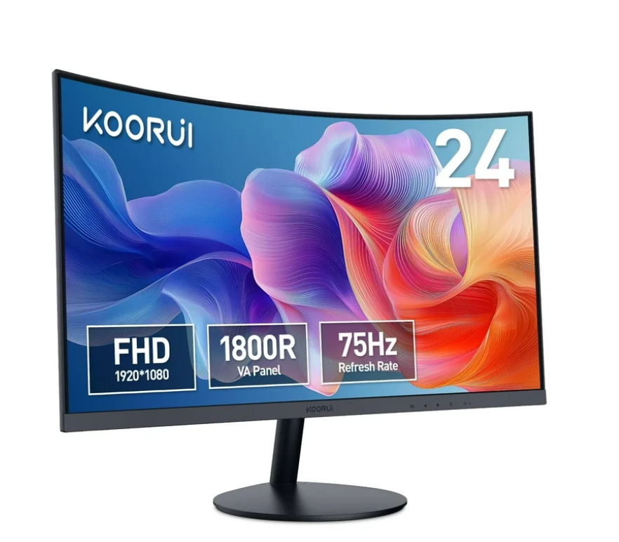 KOORUI 23.6 inch Curved Gaming Monitor, FHD 1080P 60Hz Wide