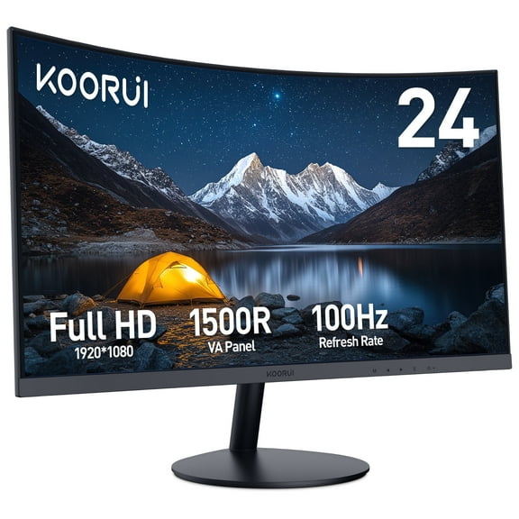 KOORUI 24" 100Hz Curved Computer Monitor, FHD 1080P 1500R PC Monitors, HDMI&VGA Ports Eye Care, New