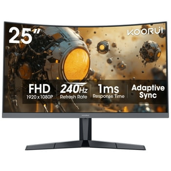 KOORUI 25" FHD Gaming Monitor, 240Hz 1080p Curved Monitor, Adaptive G-Sync, New, G2511XC