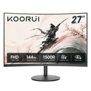 KOORUI 27" 1080p Curved Computer Monitor, 144Hz FHD Gaming Monitor, Power Adapter HDMI&DP Cable