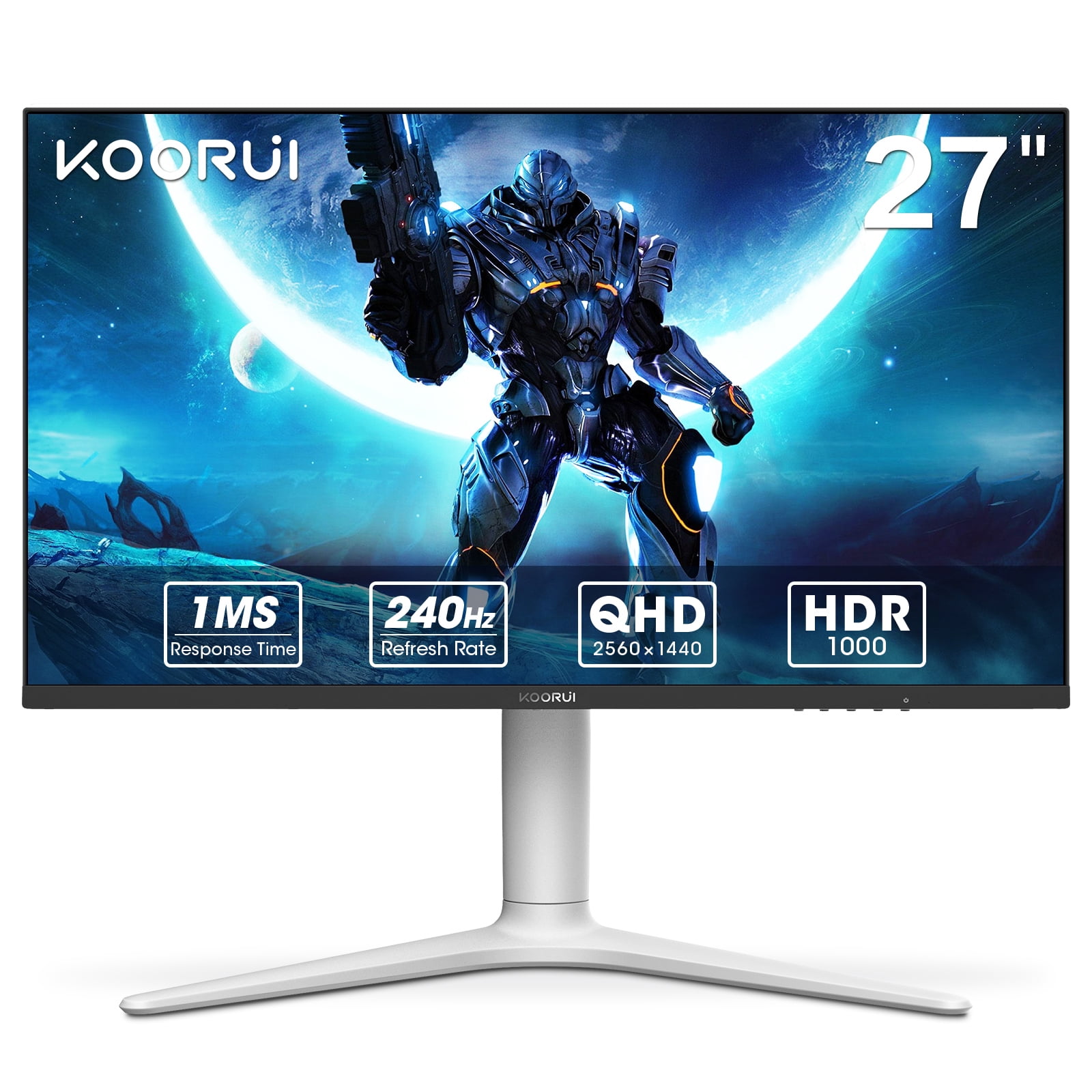  KOORUI Monitor para juegos, 27 pulgadas WQHD 2560 x 1440 monitor  de computadora de PC, actualización de hasta 240Hz, 1 ms, sincronización  adaptativa, HDR10, DCI-P3 90%, monitor de 144 Hz, DisplayPort, : Electrónica