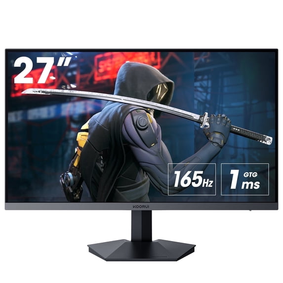KOORUI 27" IPS Gaming Monitor Adaptive Sync, 165Hz FHD 1ms, VESA Mount, HDMI & DisplayPort, Black