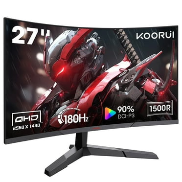 KOORUI 27 inch 2K QHD 180Hz 1ms Curved Gaming Monitor, Adaptive-Sync, Computer Monitor, HDMI/DisplayPort, 27E6QCA