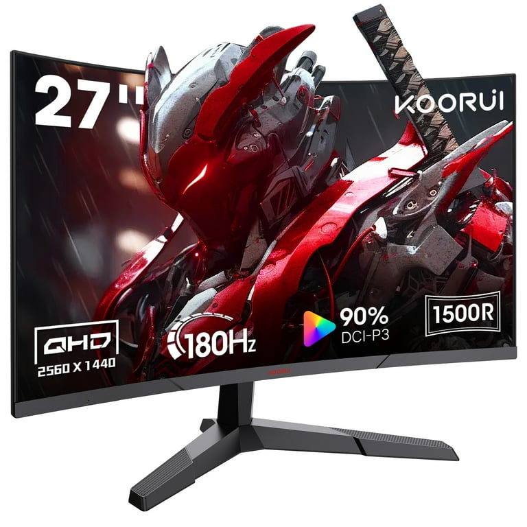 KOORUI 27'' 2K QHD 144Hz 1ms Curved Gaming Monitor, Adpitive