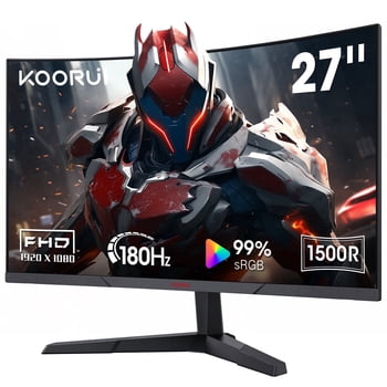 KOORUI 27 inch Curved Gaming Monitor, 180Hz FHD Computer Monitors, 99% sRGB, Adaptive-Sync, 27E6CA