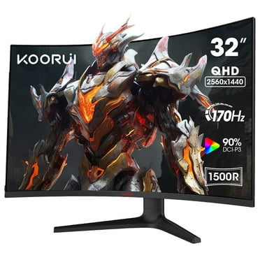 KOORUI 32 inch 2K Computer Gaming Monitor, 170Hz QHD 1440p Desktop PC Monitor, 1ms Adaptive-Sync, DP&HDMI Ports, 32E6QC