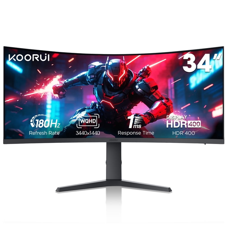 KOORUI 34'' Ultrawide 4K Curved Gaming Monitor, 165Hz WQHD HDMI