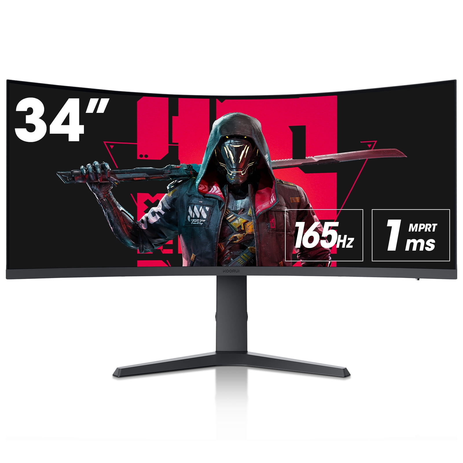 KOORUI 34'' Ultra Curved Gaming Monitor, HDMI, Display Port, Black