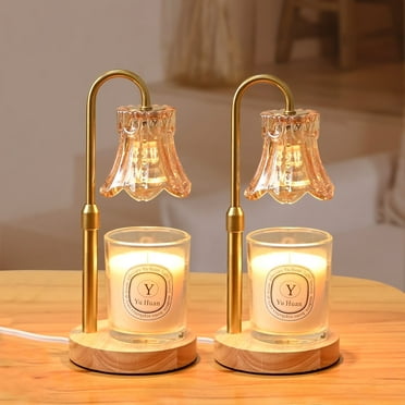 KOOSOM Candle Warmer Lamps 2-Pack, Height Adjustable Wax Melts Lamp with Dimmer and Timer, 4 GU10 Light Bulbs Included, Candle Melting Heater Lamp for Home Decor, Heart warming Gift Idea