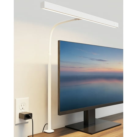 Koosom LED Desk Lamp, Eye-Caring Dimmable Gooseneck Swing Arm Desk Light with Touch Control, 3 Light Colors