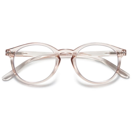 KOOSUFA Blue Light Blocking Glasses Round Women Men Light Weight Computer Gaming Eyewear Eyeglasses with Spring Hinge Transparent light brown