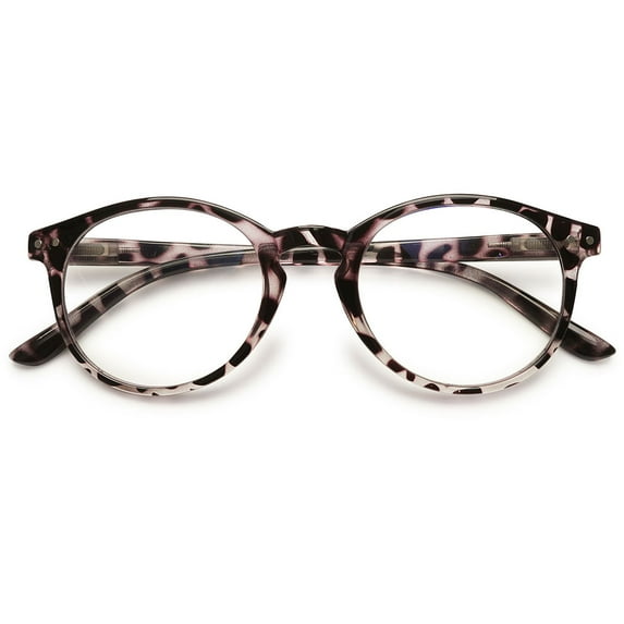 KOOSUFA Blue Light Blocking Reading Glasses +1.0 Round Women Men Light Weight Eyewear Reader Eyeglasses with Spring Hinge Leopard