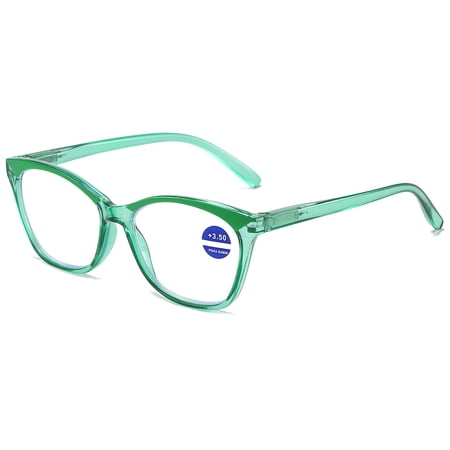 KOOSUFA Cat Eye Blue Light Blocking Reading Glasses +2.0 Spring Hinge Transparent Frame Womens Computer Readers Eyeglasses Transparent Green