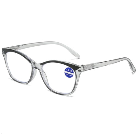 KOOSUFA Cat Eye Blue Light Blocking Reading Glasses +2.0 Spring Hinge Transparent Frame Womens Computer Readers Eyeglasses Transparent Grey