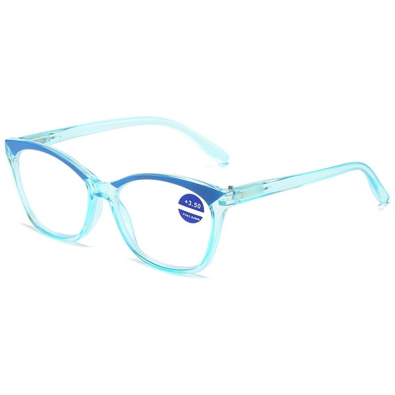 KOOSUFA Cat Eye Blue Light Blocking Reading Glasses +3.5 Spring Hinge Transparent Frame Womens Computer Readers Eyeglasses Transparent Blue
