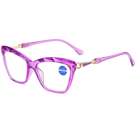 KOOSUFA Cat Eye Reading Glasses +1.25 Blue Light Blocking Fashion Crystal Frame Computer Readers Eyewear Eyeglasses for Women Purple