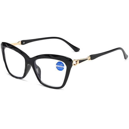 KOOSUFA Cat Eye Reading Glasses +1.75 Blue Light Blocking Fashion Crystal Frame Computer Readers Eyewear Eyeglasses for Women Black
