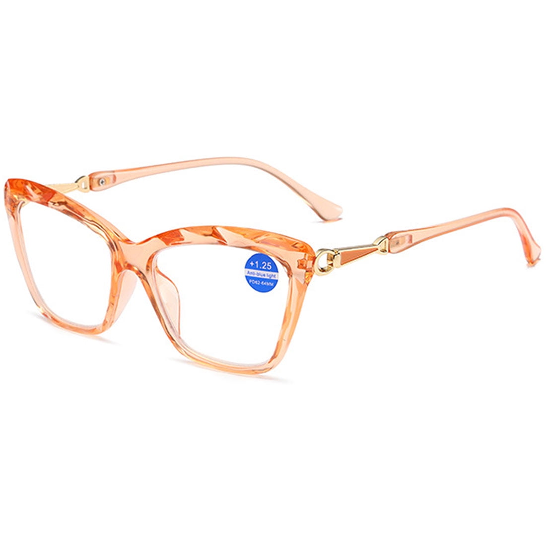 KOOSUFA Cat Eye Reading Glasses +1.75 Blue Light Blocking Fashion Crystal Frame Computer Readers Eyewear Eyeglasses for Women Orange