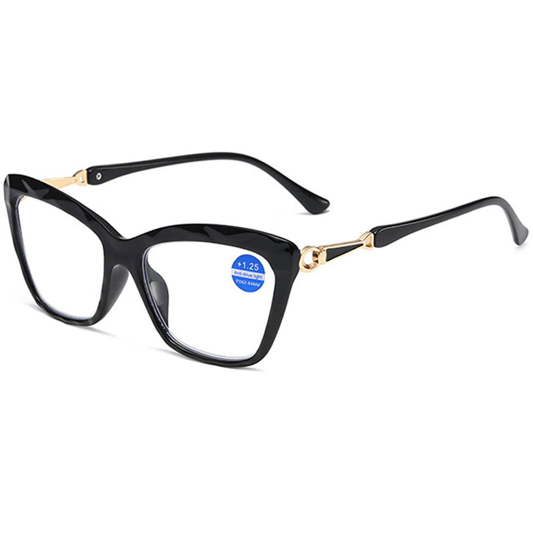 KOOSUFA Cat Eye Reading Glasses +3.0 Blue Light Blocking Fashion Crystal Frame Computer Readers Eyewear Eyeglasses for Women Black
