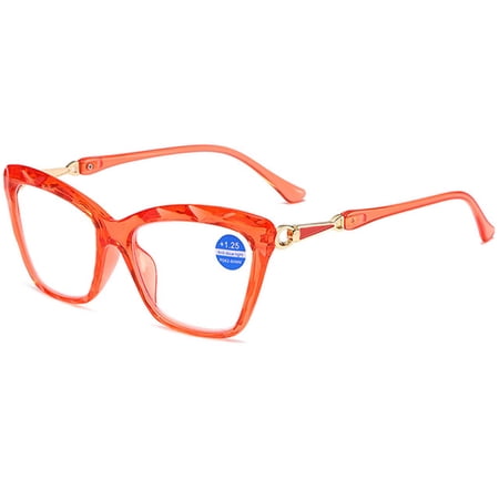 KOOSUFA Cat Eye Reading Glasses +3.5 Blue Light Blocking Fashion Crystal Frame Computer Readers Eyewear Eyeglasses for Women Red