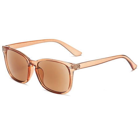 KOOSUFA Classic Retro Reading Sunglasses +2.5 Sun Full-lense Readers Rectangular Eyeglasses UV400 Protection UV Resistant Outdoor Eyewear for Men Women Transparent Brown