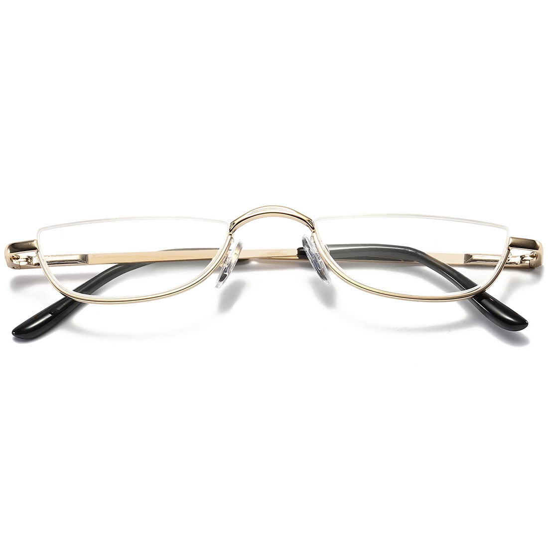 Koosufa half metal moon reading glasses 3 5 spring hinge half frame