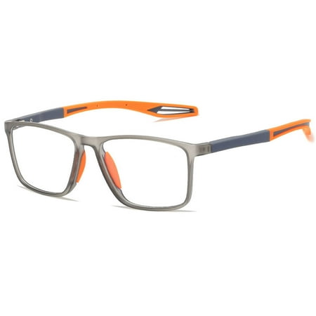 KOOSUFA Mens Blue Light Blocking Glasses Ultra Lightweight TR90 Stylish Eyewear Eyeglasses with Spring Hinges for Sport Computer Working Reading Gaming Grey orange