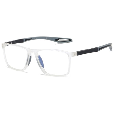 KOOSUFA Mens Blue Light Blocking Glasses Ultra Lightweight TR90 Stylish Eyewear Eyeglasses with Spring Hinges for Sport Computer Working Reading Gaming Transparent grey