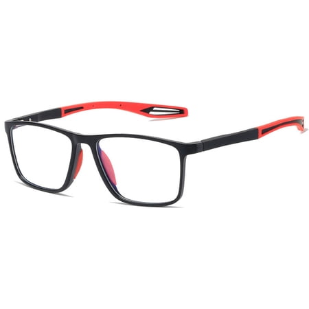 KOOSUFA Mens Blue Light Blocking Reading Glasses +2.00 Sports Spring Hinges Rectangular Lightweight TR90 Computer Readers Eyewear Eyeglasses Black red
