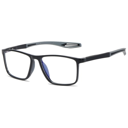 KOOSUFA Mens Blue Light Blocking Reading Glasses +3.00 Sports Spring Hinges Rectangular Lightweight TR90 Computer Readers Eyewear Eyeglasses Black grey