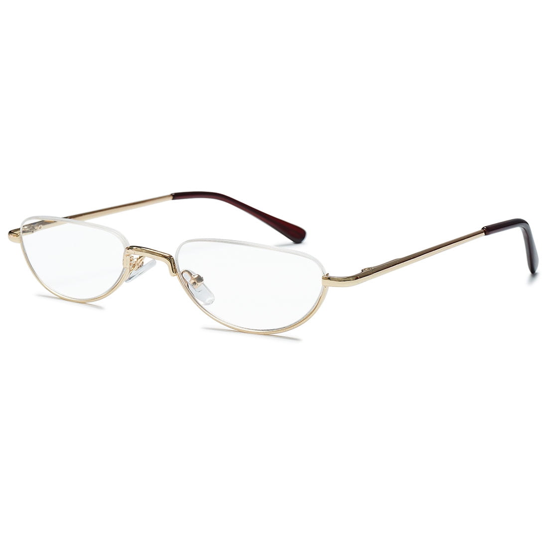 Koosufa Metal Half Moon Reading Glasses 1 50 Spring Hinge Women Men Half Frame Readers