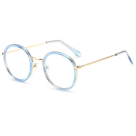 KOOSUFA Metal Round Blue Light Blocking Glasses Stylish Eyewear Eyeglasses for Computer Working Reading Gaming Transparent Blue