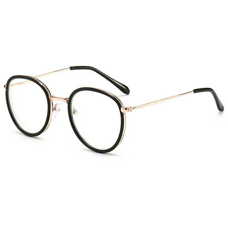 KOOSUFA Metal Round Blue Light Blocking Reading Glasses 3.50 Women Men Stylish Eyeglasses Readers Eyewear Black